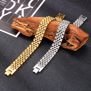 Men Stainless Steel Bracelet Adjustable Watch Band Link Chain Hip Hop Business Jewelry High Polished