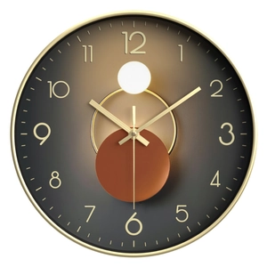 Horloge murale moderne de 20cm en métal doré avec mouvement quartz silencieux et cadran gris