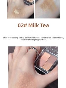 Macro detail of shimmer and matte swatches from the 4-color mini eyeshadow palette