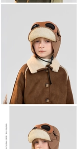 Detailansicht der Kinder-Fliegermütze mit Fleece-Futter und Brille für Winterwärme