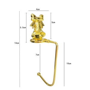 Detailed dimension guide for the golden bell Christmas stocking metal fireplace hook