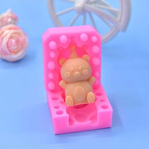 3D cartoon bear silicone mold for DIY cake, chocolate and handmade candle making