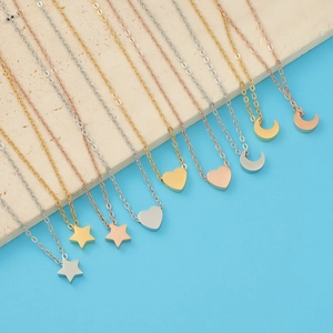 Star Moon Heart Pendant Necklace 304 Stainless Steel 18k Gold Plated Adjustable Minimalist Geometric Jewelry For Women