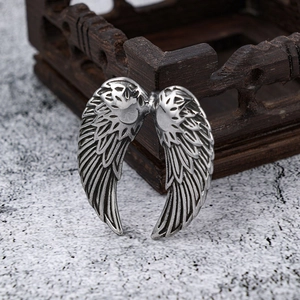 Vintage stainless steel feather pendant necklace with detailed antique silver finish
