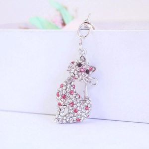 Cute Cat Keychain Rhinestone Encrusted Zinc Alloy Sparkling Animal Bag Pendant For Women Girlfriend Gift