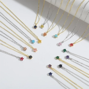 Star pendant necklaces in gold and silver finish with multi-colored zircon stones