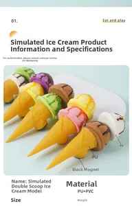 Detail eines PU-Eiscreme-Kühlschrankmagnets mit realistischer Waffelstruktur und Doppelkügel
