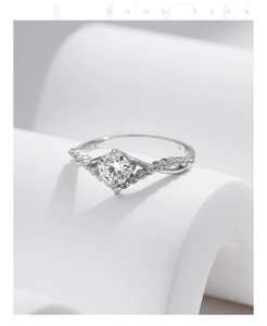 Detailed close-up of S925 sterling silver crown ring with brilliant moissanite stone