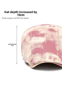 Detailed view of the tie-dye ivy cap showing a 10cm crown depth for a deep fit