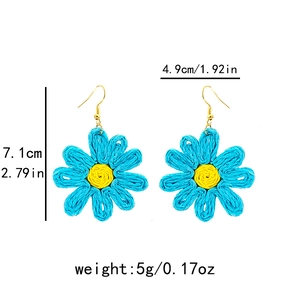 Détail des boucles d'oreilles marguerites tissées avec dimensions et poids précis