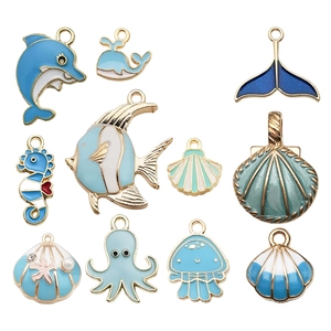 Cute ocean animal enamel charms including dolphin and octopus for DIY jewelry making