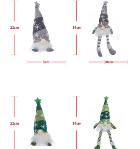 Detailed size specifications for lighted Christmas gnomes in grey and green knit fabric