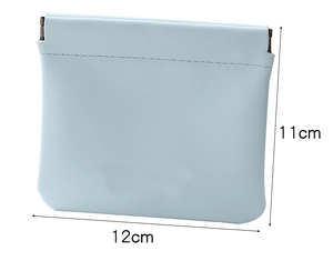 Mini light blue PU leather pouch with 11cm by 12cm size dimensions for cosmetics