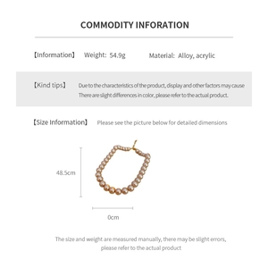 Detailed sizing chart and specifications for the French vintage pearl necklace in alloy