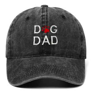 Vintage Washed Cotton Baseball Cap Dog Dad Embroidery Paw Print Sun Protection Adjustable Dad Hat For Men Women