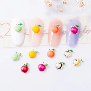 Peach Heart Nail Art Charms Alloy Drip Oil 3D Fruit Shape Manicure DIY Jewelry Decoration Accessories For Women