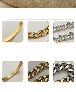 Detail comparing high-polished stainless steel finish with rough texture on wave bangle