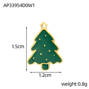 Detailed view of Christmas tree charm with dimensions 1.5x1.2cm and 0.8g weight