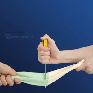 Durable two-tone latex cleaning gloves showing high elasticity and puncture resistance