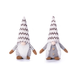 Nordic knitted Christmas gnomes with striped hats and white beards, festive plush decor