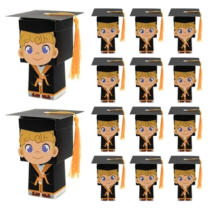 European style graduation cap candy boxes with orange tassels for party favors