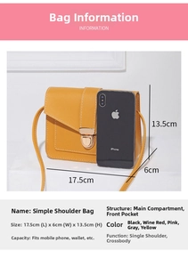 Detailed size comparison of a yellow lychee texture crossbody bag next to an iPhone