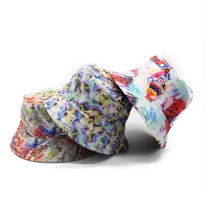 Chapeau Bob Réversible Imprimé Abstrait Fluide Tie Dye Protection Solaire Large Bord Streetwear Hip Hop Pour Femmes Hommes