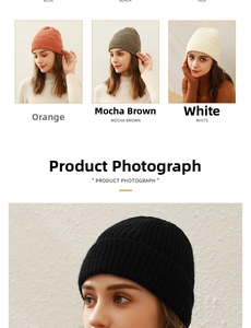 Detailed knit texture and color selection of solid vertical stripe beanies