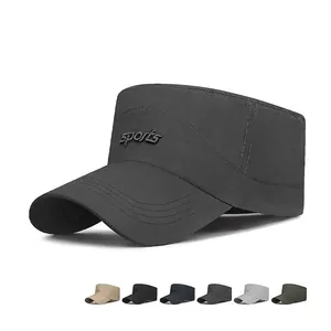 Men Cadet Cap Quick Dry Flat Top Hat Sun Protection Adjustable Outdoor Sport Hat With Sports Embroidery