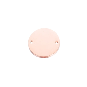 Polished rose gold stainless steel round charm with double holes for DIY jewelry making