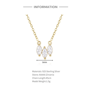 Detailed specs of 925 sterling silver water drop necklace with AAAAA zirconia pendants