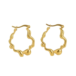 Boucles d'oreilles irrégulières asymétriques en acier inoxydable plaqué or 18 carats