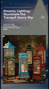 Retro telephone booth Christmas snow lantern with Santa and snowman scenes