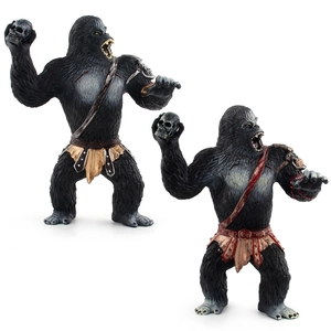 Detailed realistic solid gorilla warrior model action figures with skull props for kids