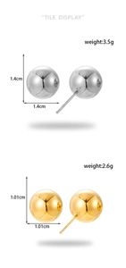Detailed size and weight comparison of gold and silver stainless steel ball earrings