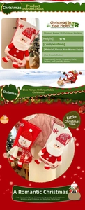 Detail view of large 3D Christmas stocking gift bag made of soft brushed fabric