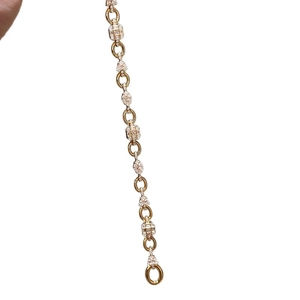 Elegant gold chain bracelet with zircon rectangular charms and OT buckle closure