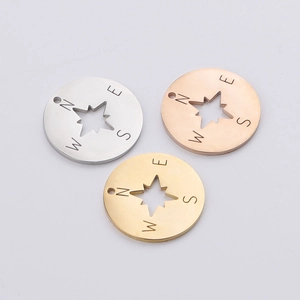 Stainless Steel Compass Charms Round Hollow Star Disc Pendants For DIY Jewelry Making Necklaces Bracelets Minimalist