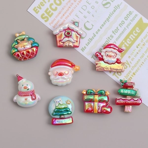 8pcs Electroplated Christmas Resin Flatback Charms for DIY Crafts and Hair Accessories