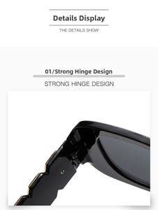 Detail view showing the strong hinge design on black glossy sunglasses frame
