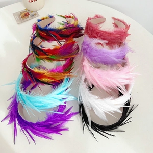 Colorful feather headband set with rainbow and pastel colors for women hair styling
