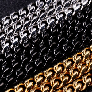Cuban link chains for men in gold, silver and black finishes with high polished shine