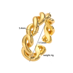 Detailed size specifications for gold twisted rope ring with dimensions and weight