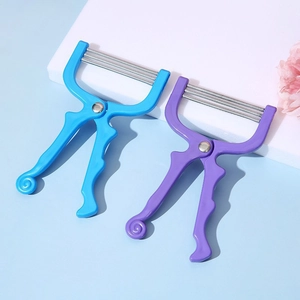 Manual facial hair remover spring tool for women in blue and purple colors