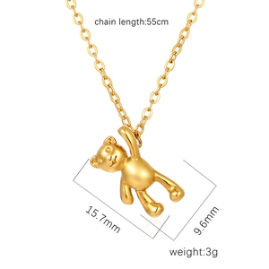 Minimalist 18K gold plated stainless steel bear pendant necklace for women