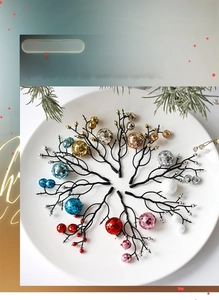 Close-up of glittered Christmas berry branches in multiple colors for festive wreath decor