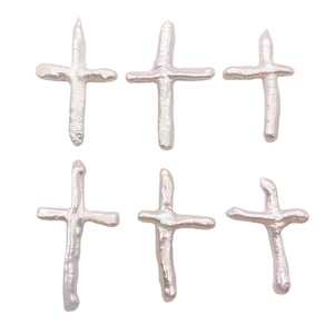 Natural white freshwater baroque pearls in irregular cross shapes for DIY jewelry making