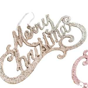 Silver and gold Merry Christmas glitter letters ornament for Christmas tree hanging decoration
