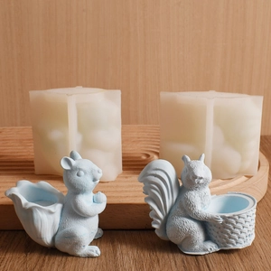 Macro view of squirrel silicone molds for DIY resin casting and handmade plaster crafts