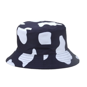 Chapeau bob pour femmes à motif vache noir et blanc avec bord renforcé pour le soleil
